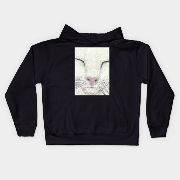 white cat face Kids Hoodie by SamsArtworks